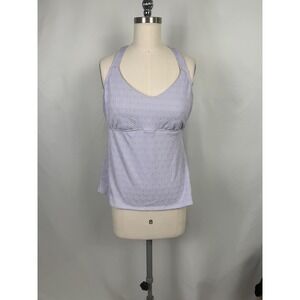 Freely Women Large Adjustable Tank Purple Geometric Cross Back Halter Sport Bra